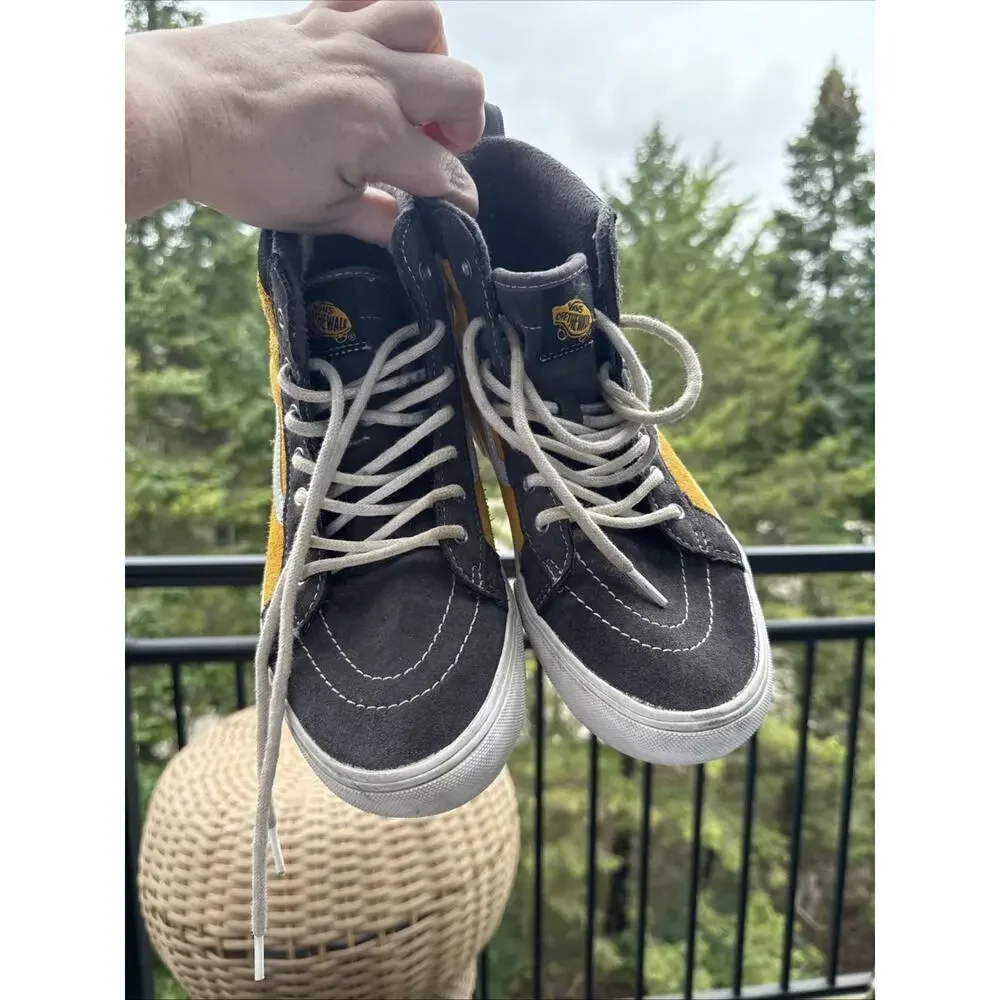 Vans Sk8 Hi Top MTE Juniors 7 Yellow Gray suede shoes Skate Shoes Sneakers